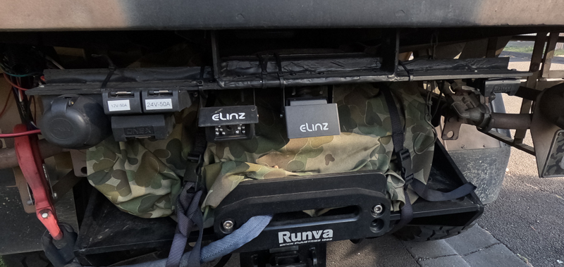 The rear bar I made for the cameras and connectors